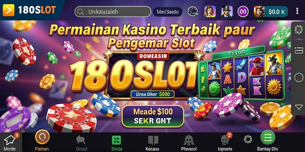 Screenshot utama 180SLOT menampilkan gameplay slot yang menarik.