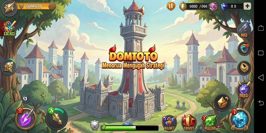 Tampilan gameplay menara yang menantang di DOMTOTO.