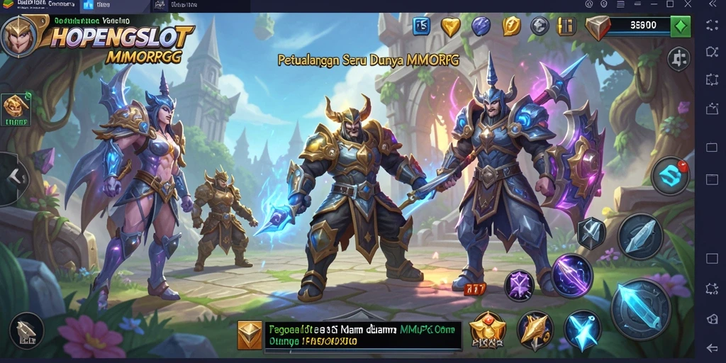 Screenshot gameplay HOPENGSLOT menampilkan pertarungan seru di dunia MMORPG.