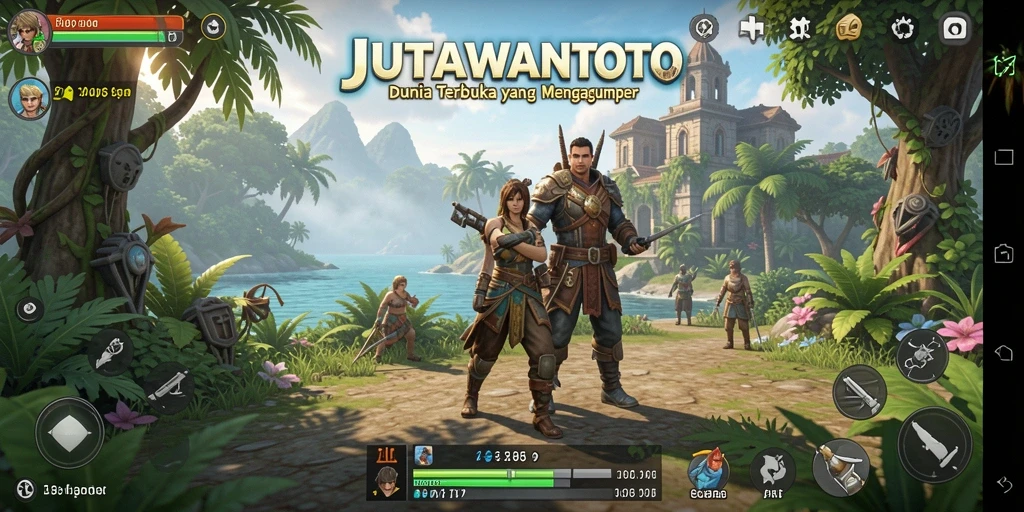 Screenshot gameplay menampilkan dunia terbuka yang luas di JUTAWANTOTO.