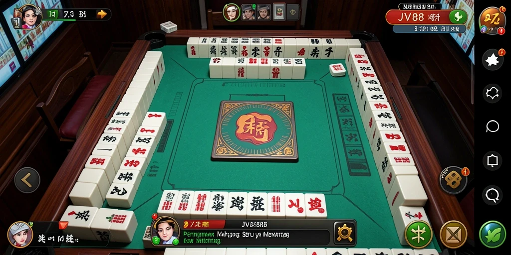 Tampilan gameplay JV88 yang menawan dengan elemen Mahjong.
