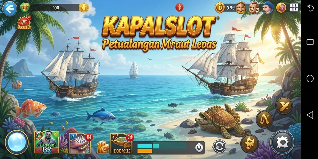 Gameplay KAPALSLOT yang seru dan berpetualang di lautan.