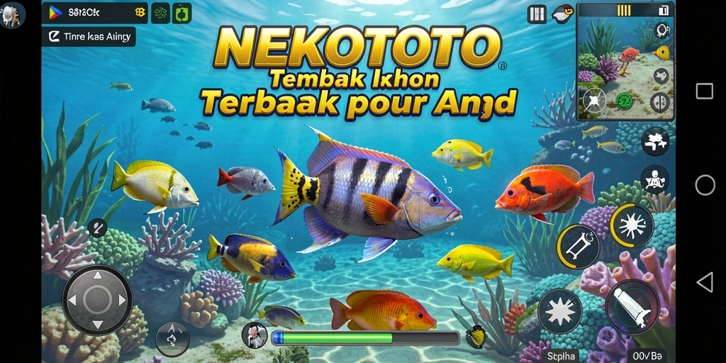 Tampilan gameplay NEKOTOTO dengan aksi tembak ikan yang seru.