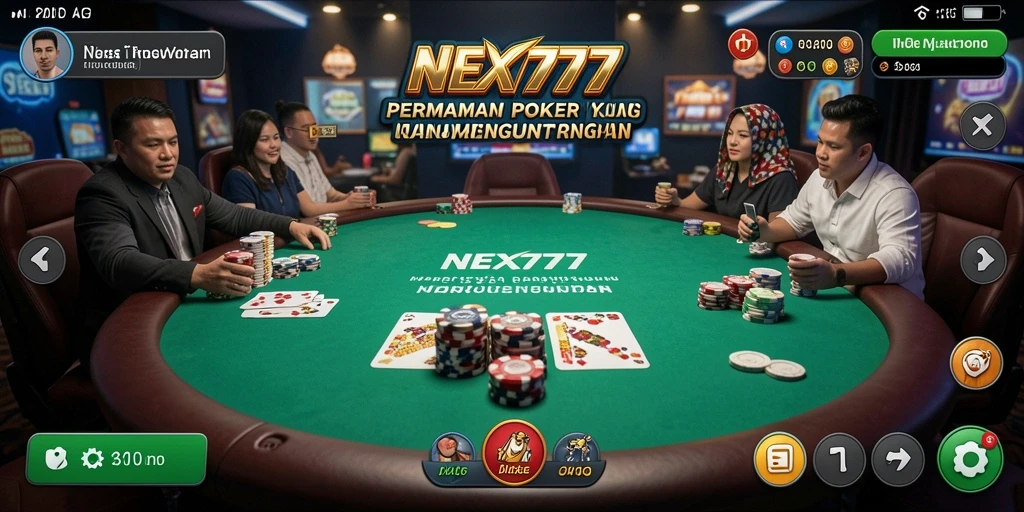 Tampilan gameplay Poker yang mendebarkan di NEX777.