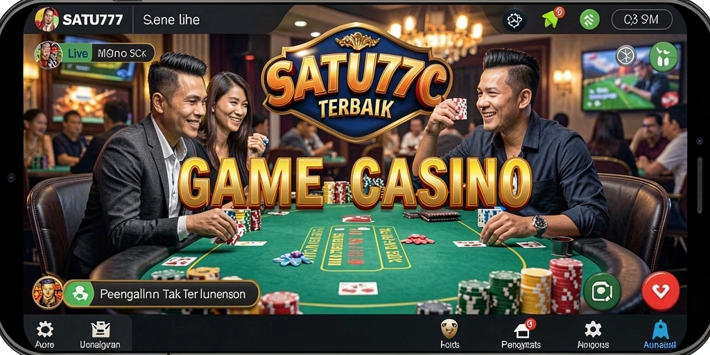 Tampilan permainan Live Casino yang mendebarkan dan interaktif di SATU77.