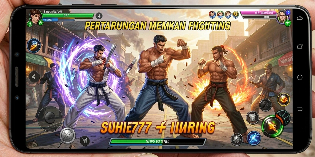 Tampilan gameplay mendebarkan dalam arena pertarungan di SUHU777.