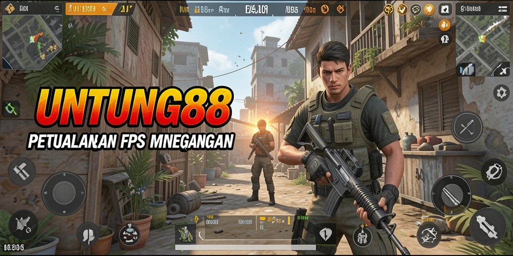 Screenshot UNTUNG88 menunjukkan momen beraksi intens dalam game FPS.