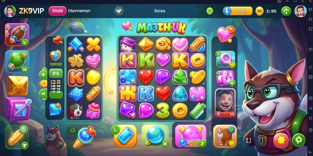 Tampilan antarmuka gameplay ZK9VIP yang penuh warna dan menarik.